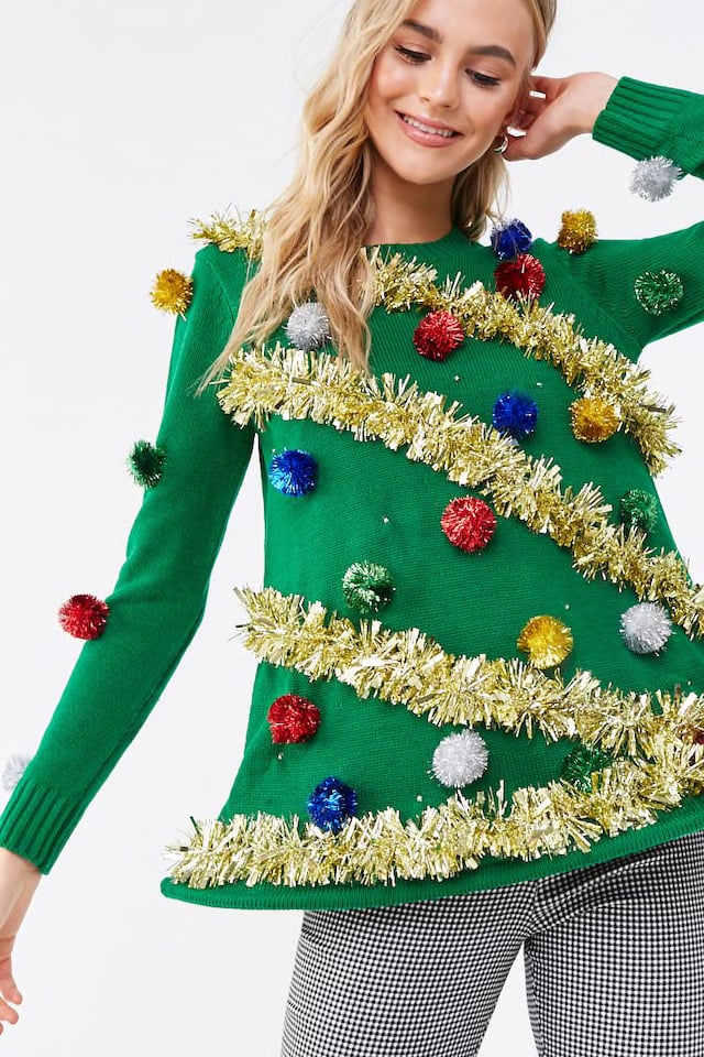 圣诞树发光毛衣连衣裙