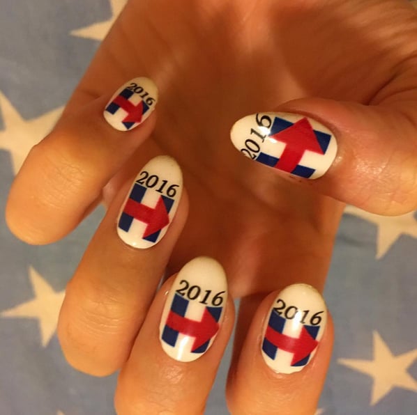 Katy shared a snap of her nail art, writing, "Katy Perry here, taking over Hills' IG today for the rally in Iowa. The stage is set, and the nails are pressed. T-minus 1.5 hours before we Roar together. #ImWithHer -Katy"