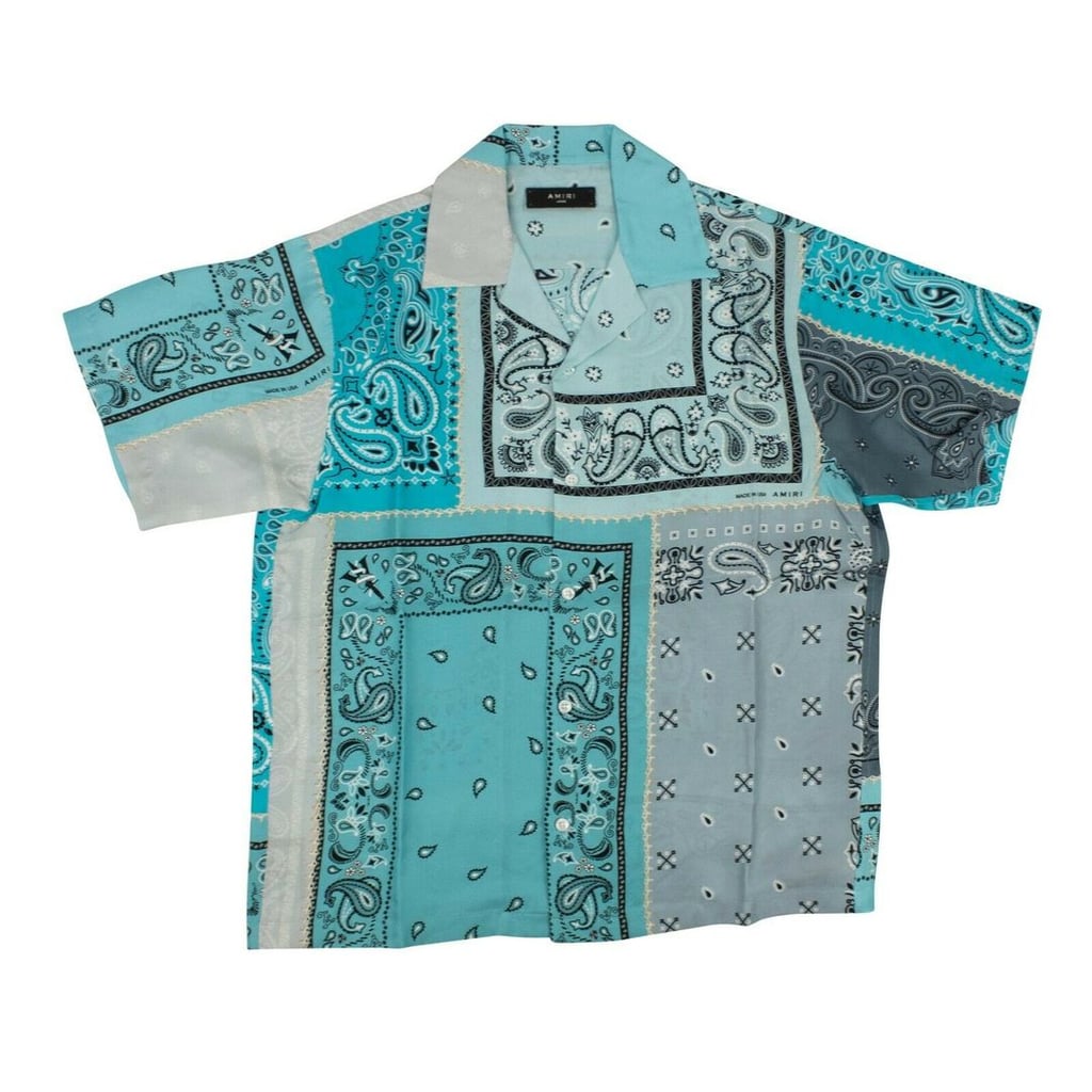 AMIRI Blue Silk Bandana Print Button Down Shirt ($556, originally $995)