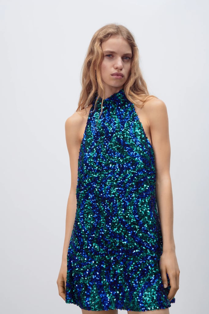 Zara Sequin Halter Dress ...