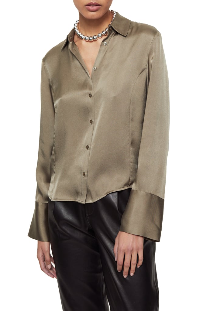 Anine Bing Mackenzie Silk Button-Up Top