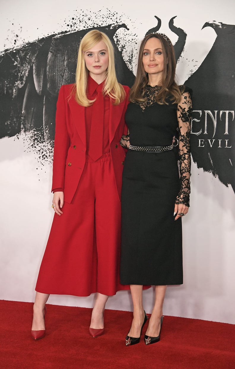 Elle Fanning and Angelina Jolie at the Maleficent: Mistress of Evil London Photocall