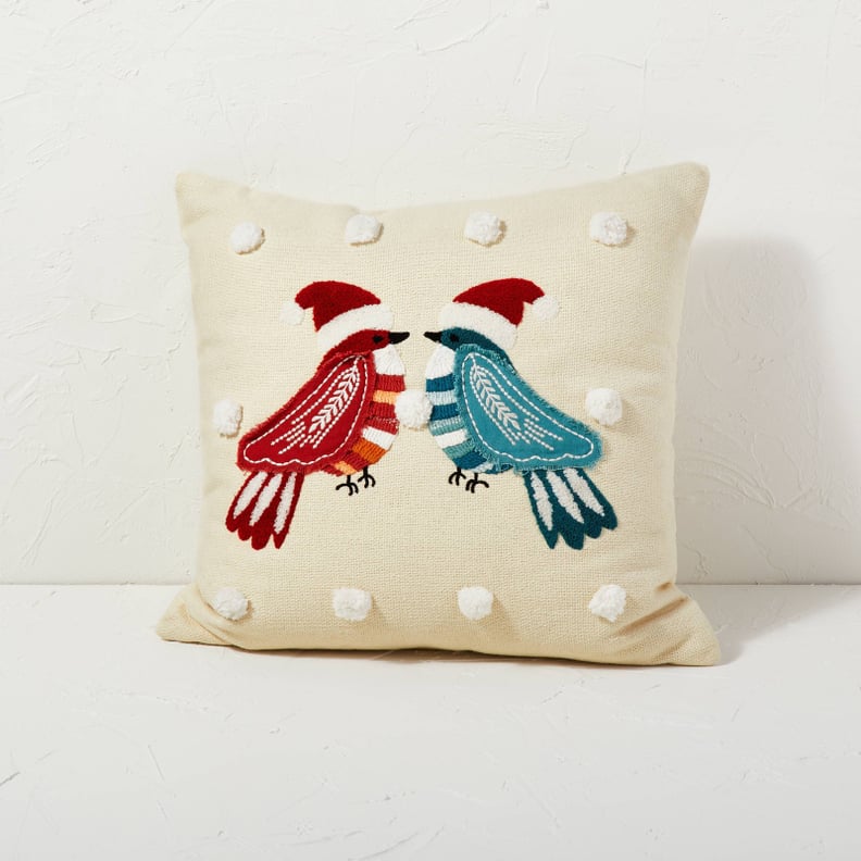 A Throw Pillow: Opalhouse Designed With Jungalow Santa Birds Square Throw Pillow With Pom Poms