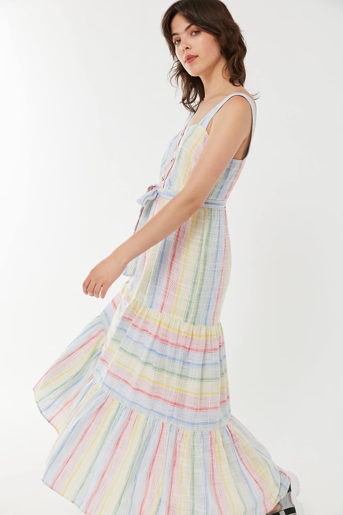 UO Sankaty Linen Ruffle Maxi Dress