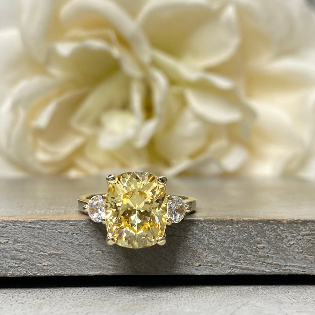 Canary Yellow Elongated Cushion Engagement Ring