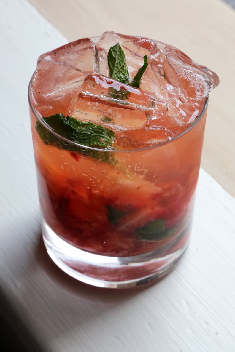 Vanilla, Mint, Strawberry, and Bourbon Cocktail