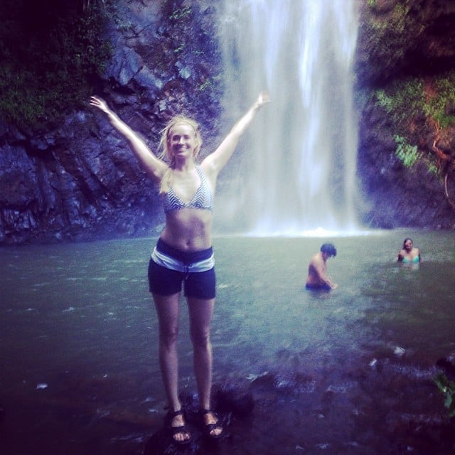 2 Broke Girls star Beth Behrs posed in front of a waterfall during her tropical vacation, saying, "Can't believe it's our last day in this paradise."
Source: Instagram user bethbehrsreal