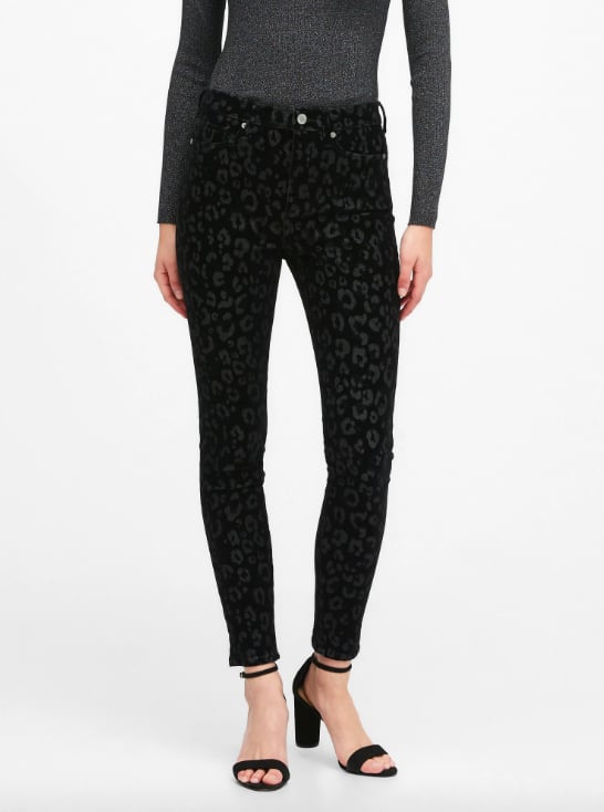 High-Rise Skinny Velvet Leopard Jean