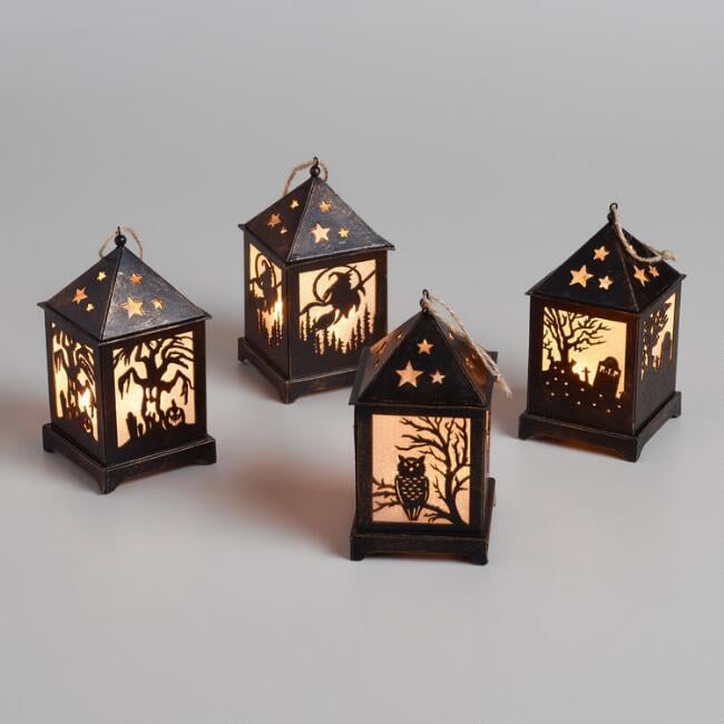 Set of 4 Mini Halloween Cutout LED Hanging Lanterns ($28)