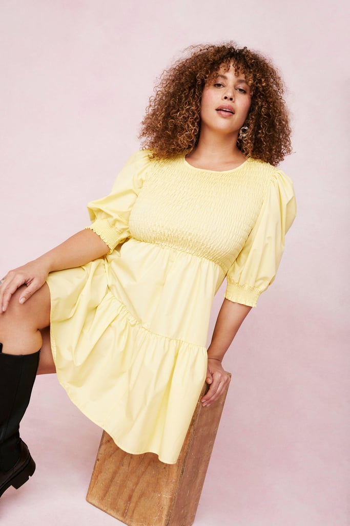 Nasty Gal Shirred Puff Sleeve Mini Dress