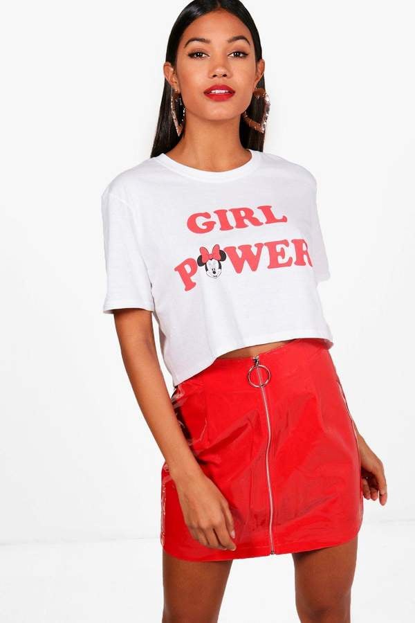 boohoo Millie Disney Minnie Girl Power Crop