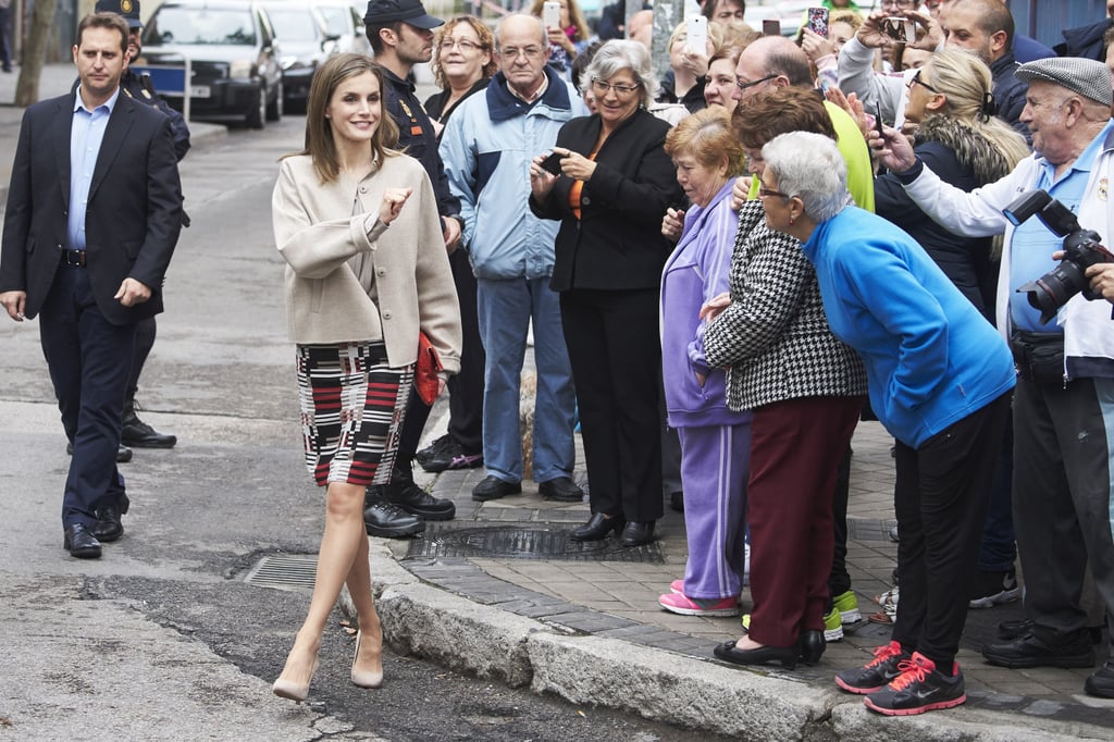 Queen Letizia's Graphic Pencil Skirt October 2016