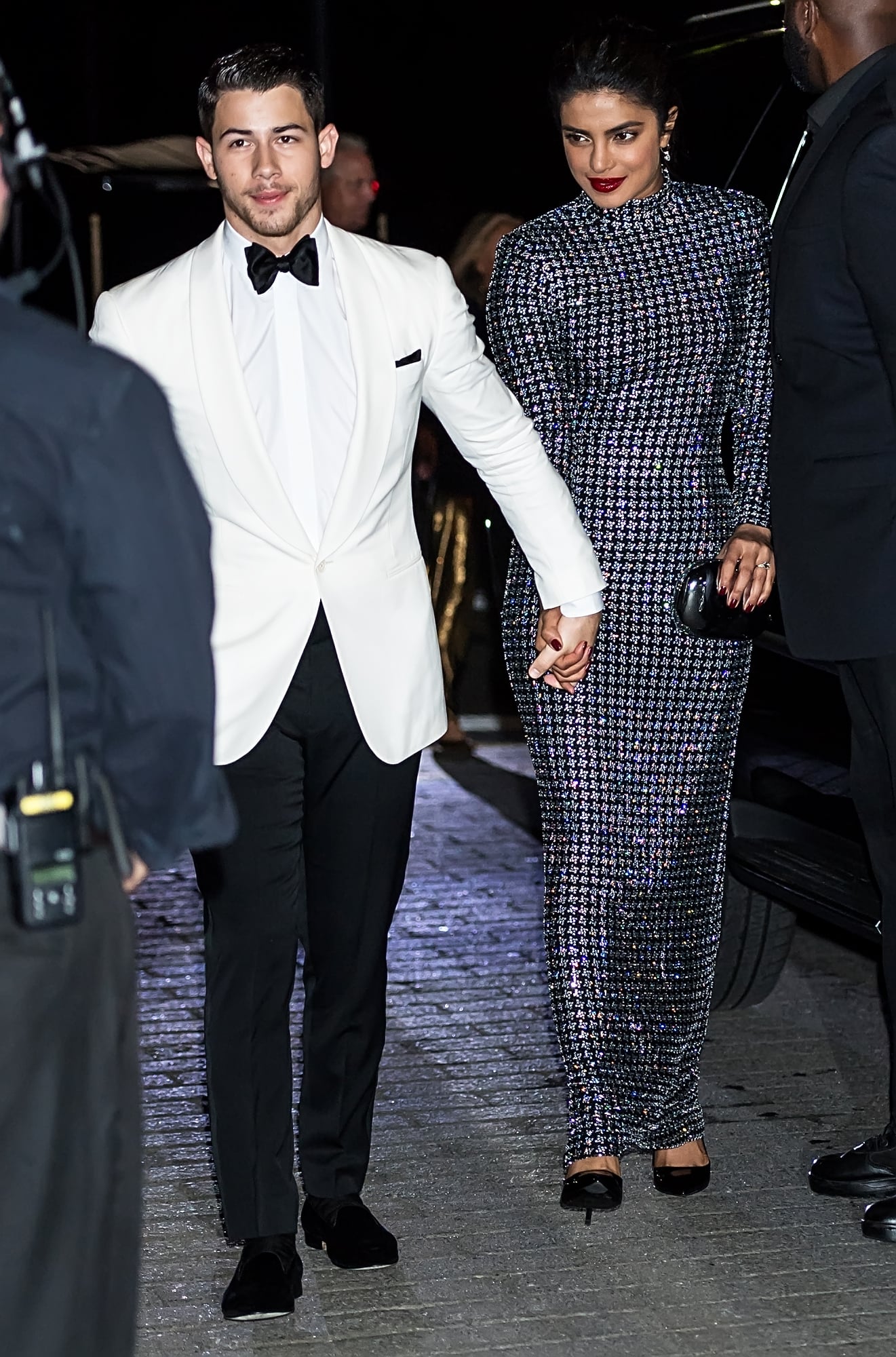 Priyanka Chopra S Black Dress With Nick Jonas Fashion Week Popsugar Fashion