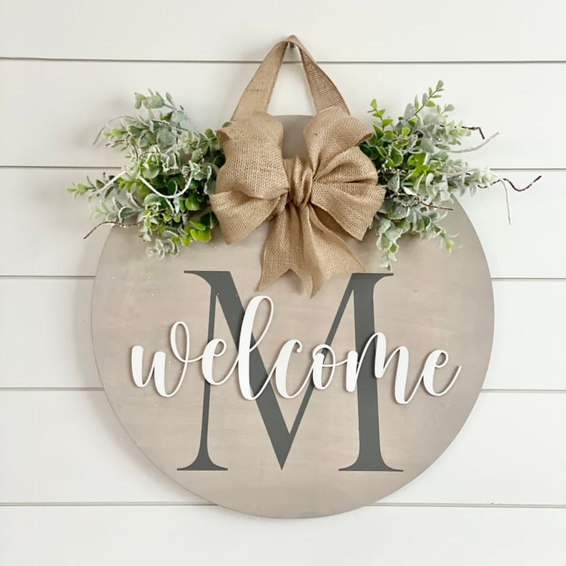 Winter Initial Welcome Door Hanger