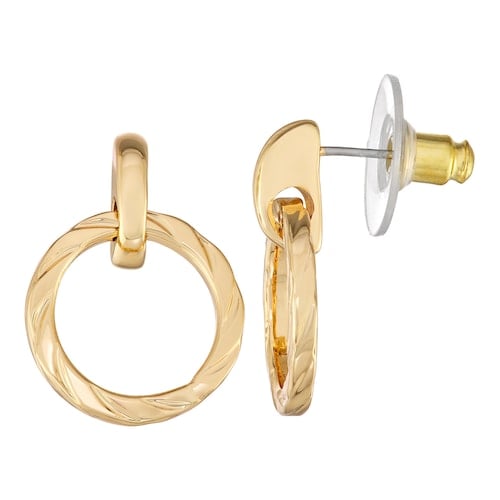 Napier Gold Tone Doorknocker Earrings