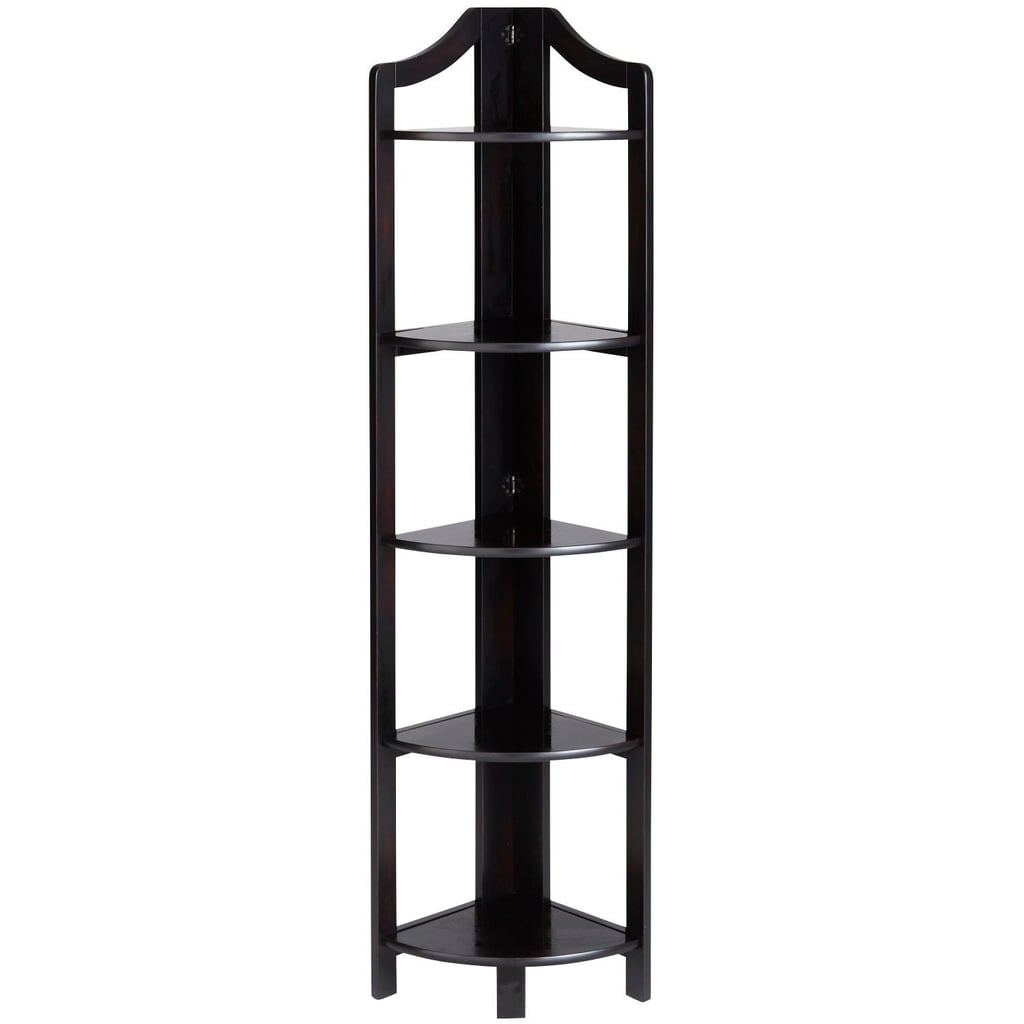 Clifton Rubbed Black Tall Corner Shelf