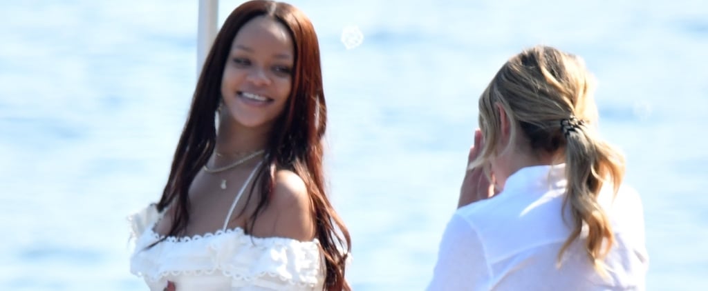 Rihanna White Dress on Vacation in Italy 2019