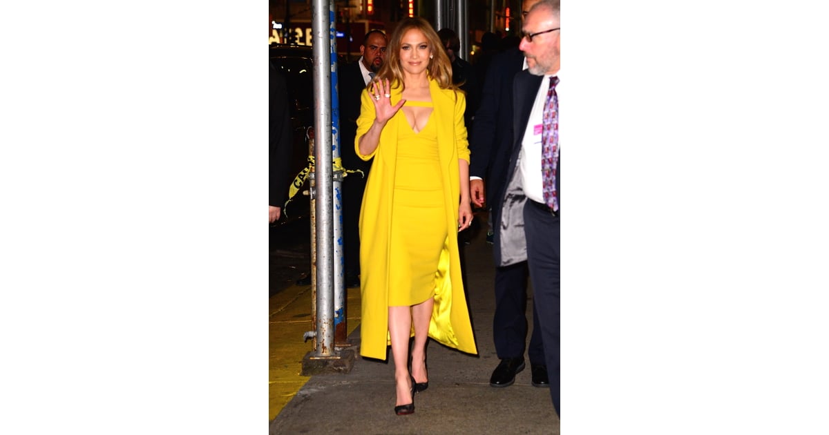 Jennifer Lopez Wearing Yellow Dress in NYC May 2016 ...