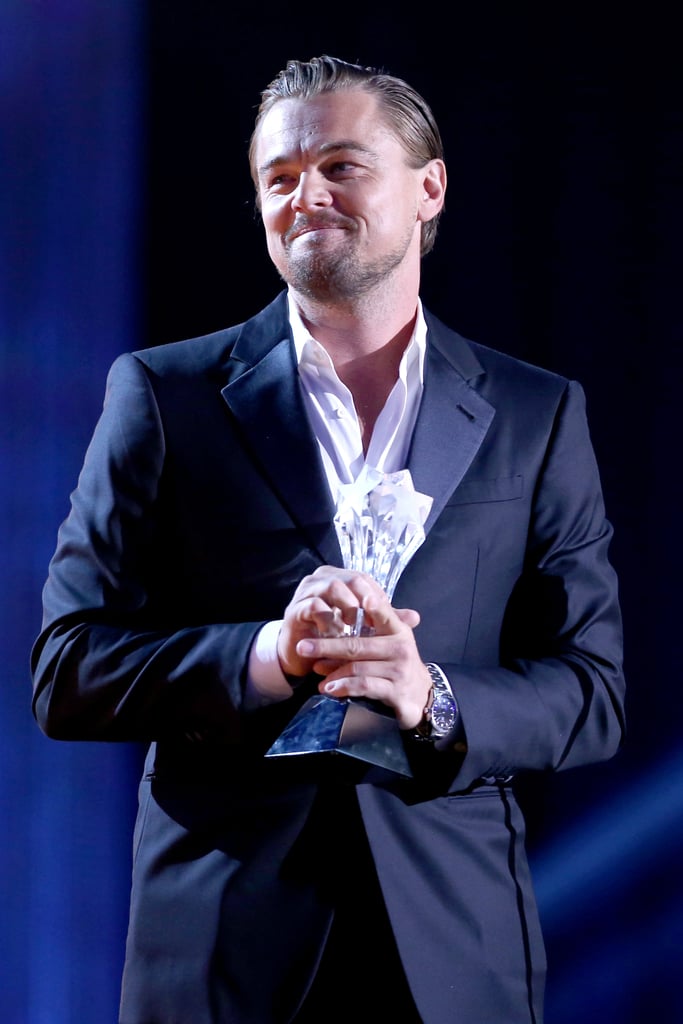 Leo accepted his award for best actor in a comedy.