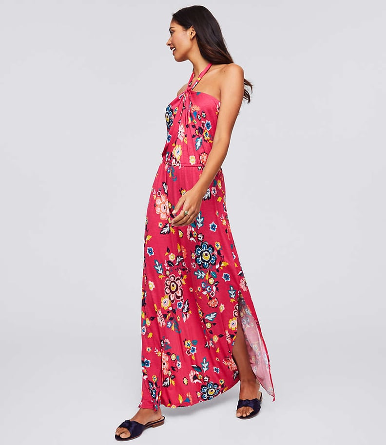 LOFT Beach Floral Twist Halter Maxi Dress