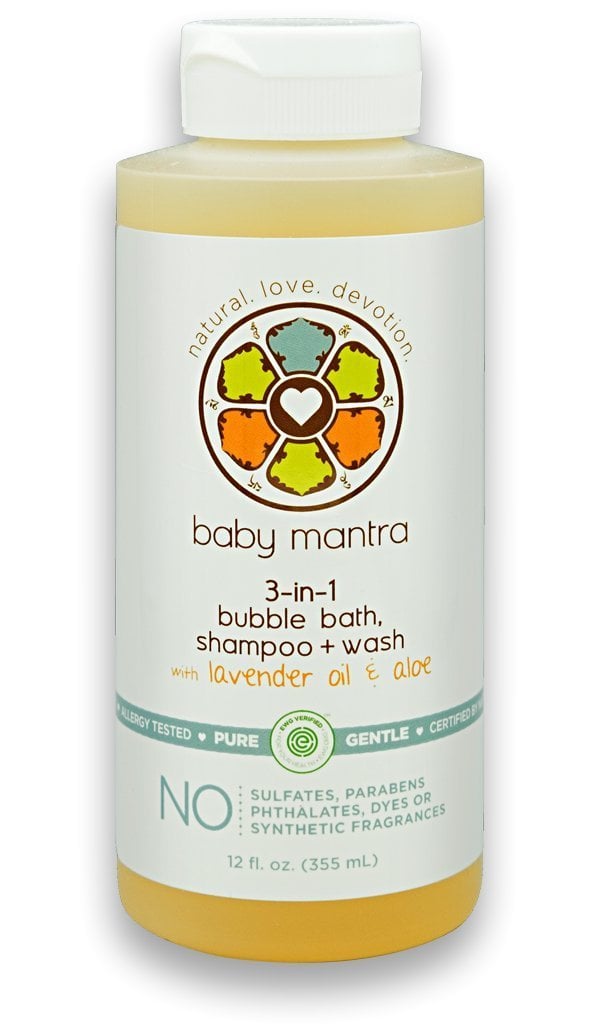 Baby Mantra Natural 3-in-1 Bubble Bath, Shampoo, and Body Wash with Lavender Oil and Aloe Vera ($13)