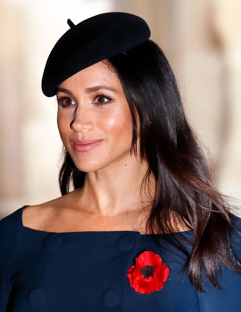 Meghan Markle's Straight Hair and Black Beret, 2018