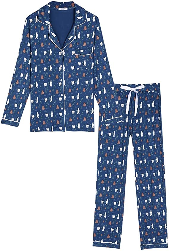Ekouaer Pajamas Long-Sleeve Set | Best Holiday Pajamas For Women on ...