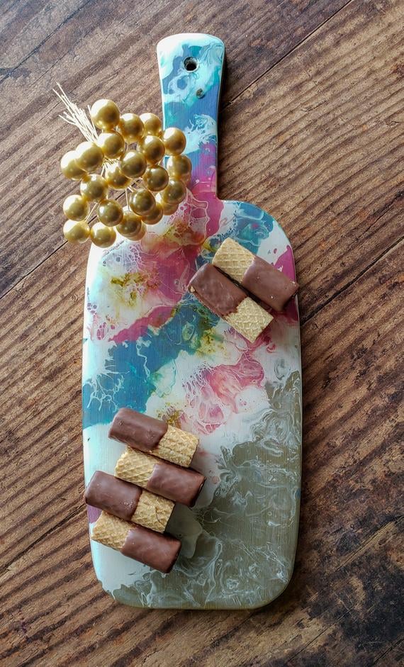 Poured Paint Serving Tray Cutting Board
