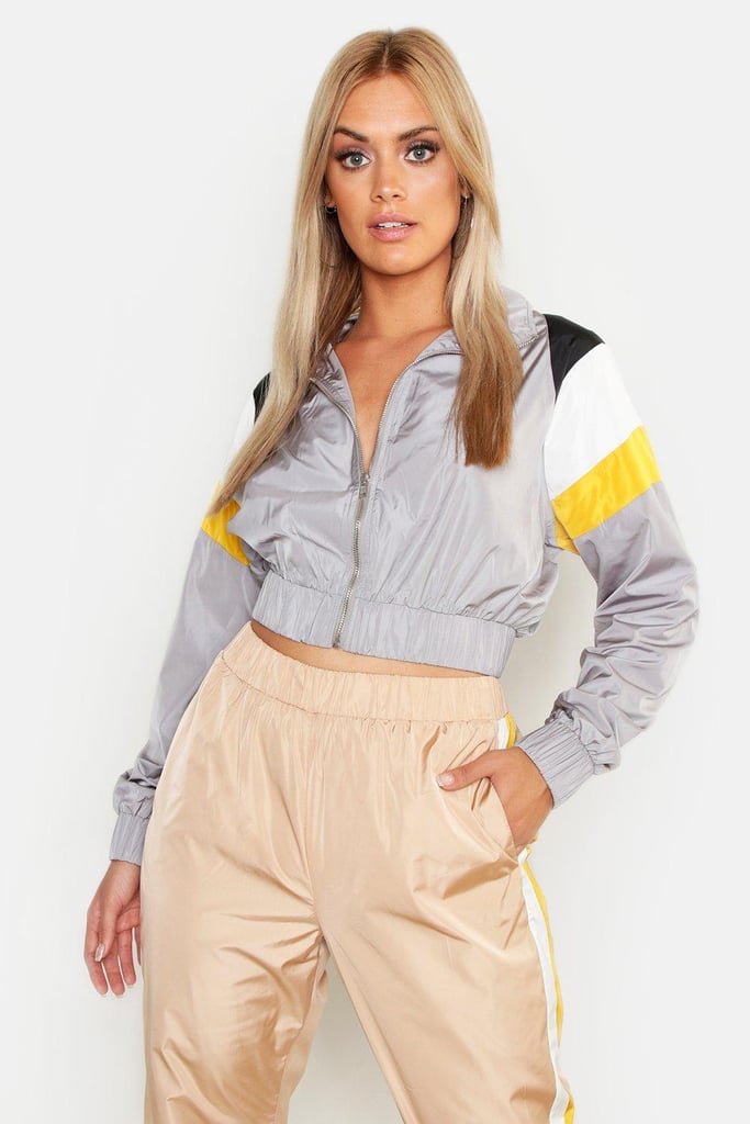 Boohoo Plus Stripe Shell Zip-Detail Tracksuit Top