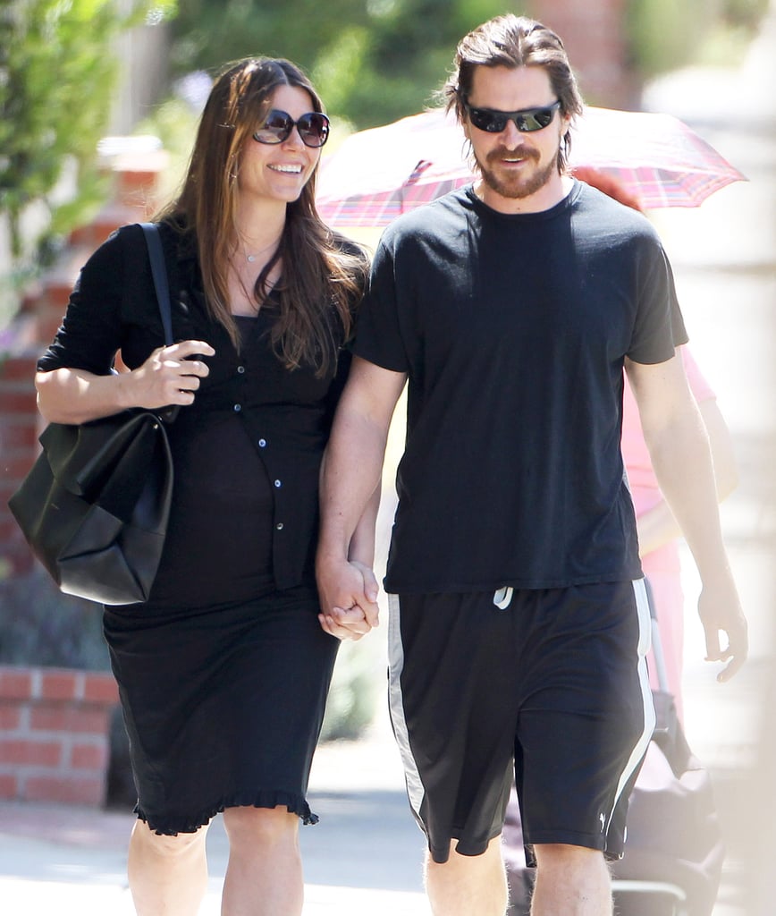 Christian Bale walked around with his pregnant wife, Sibi Blazic, in LA on Tuesday.