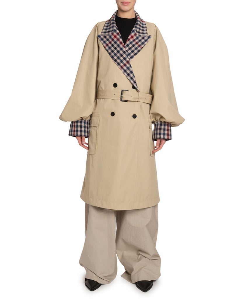 JW Anderson Checked-Trim Oversize Trench Coat