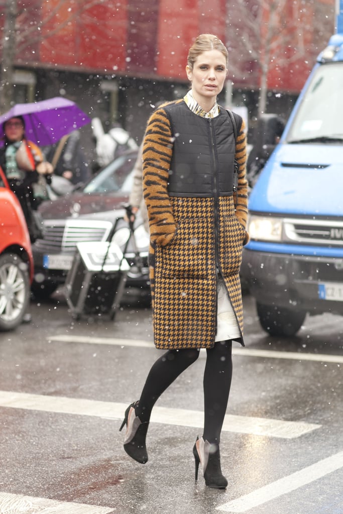 Who knew houndstooth and tiger print paired so well on one great coat.