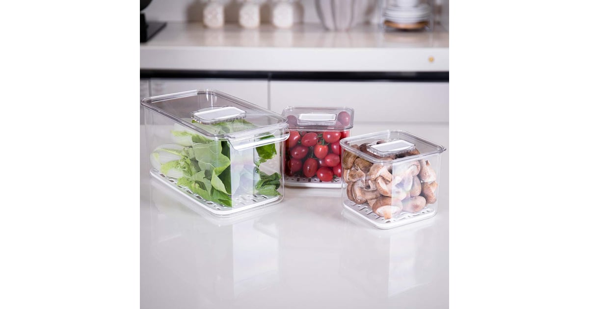 Slideep Food Storage Containers Fridge Produce Saver Easy to Use