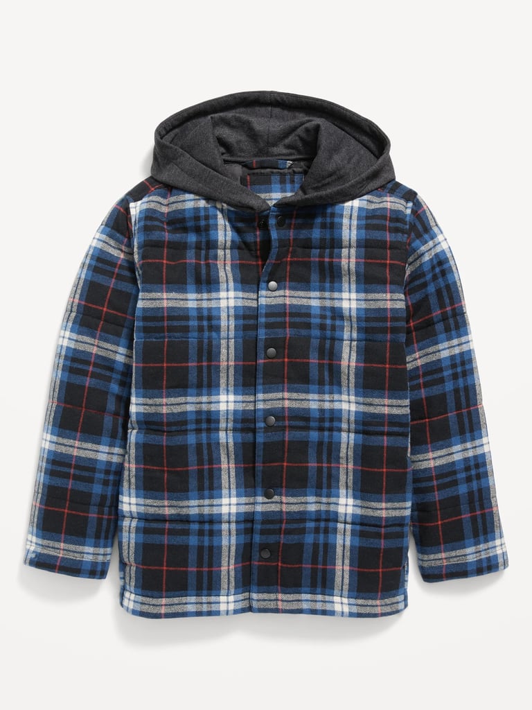 Old Navy Hooded Puffer Flannel Shacket for Boys