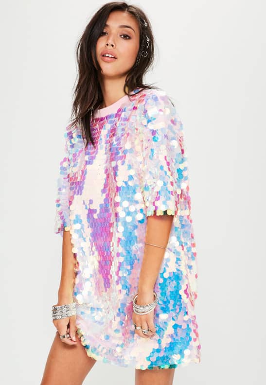 Missguided pink sequin dress online
