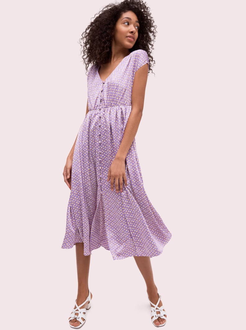 kate spade satin midi dress NWT Kate Spade New York geo dot-printed short-sleeve satin midi dress size  12