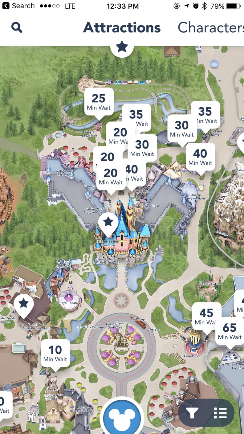 Use the free Disneyland app to view wait times.