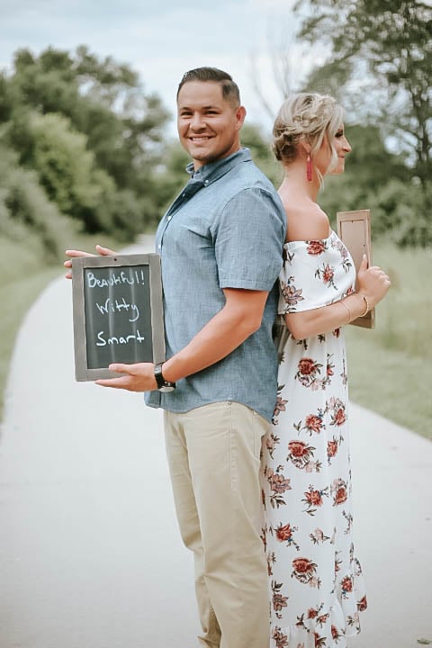 Woman Surprises Husband With Pregnancy Announcement Woman Surprises Husband With Pregnancy Announcement