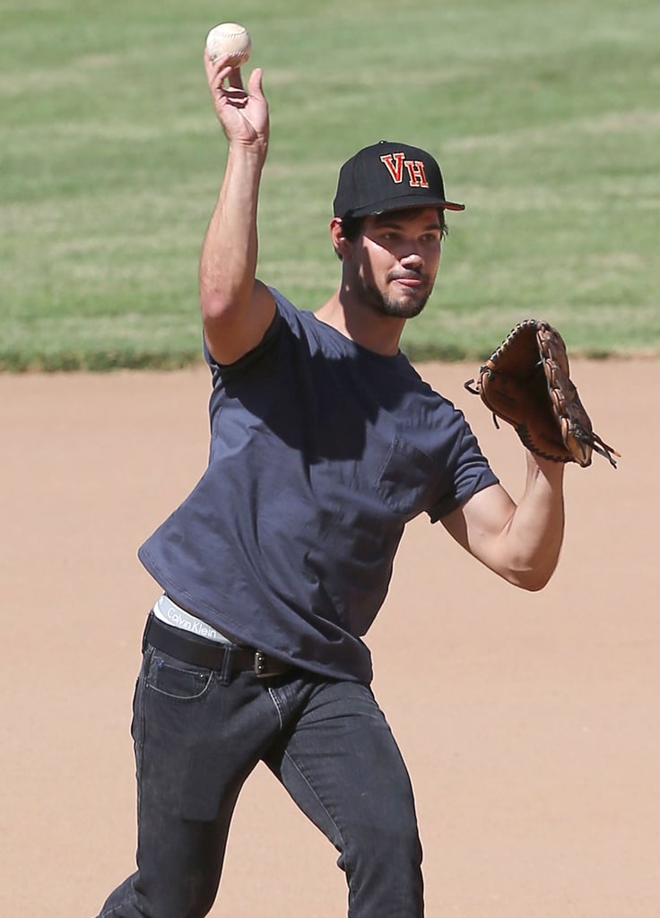 Taylor Lautner Playing Baseball 2014 | Pictures