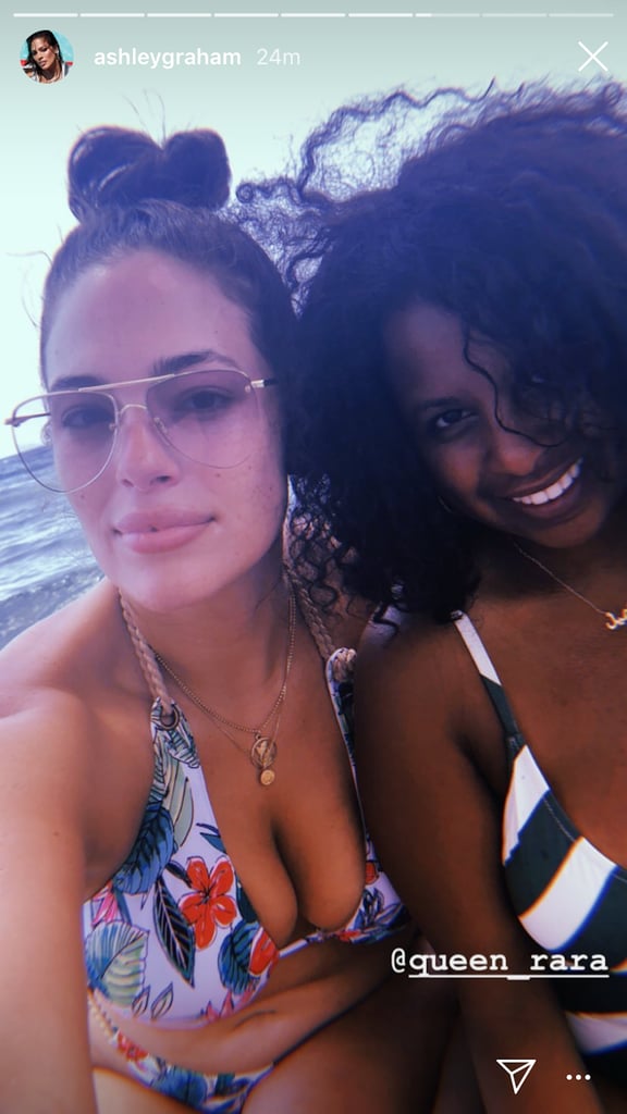 Ashley Graham White Floral Bikini July 2018