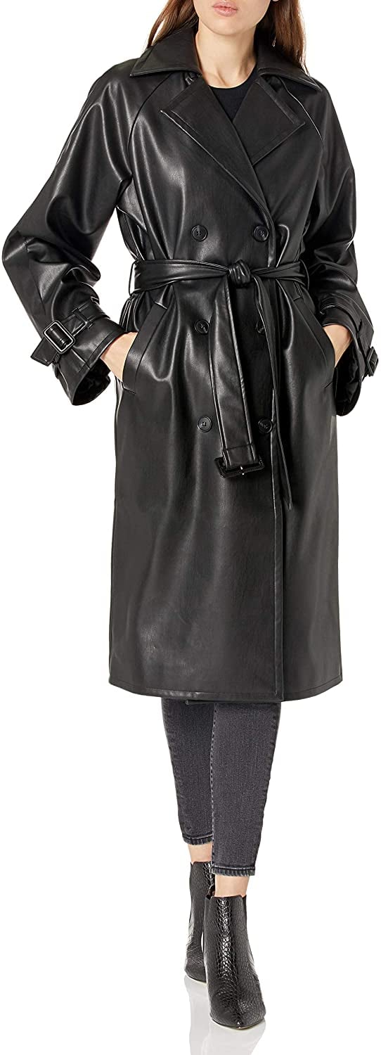 A Sleek Finishing Touch: The Drop @lisadnyc Faux-Leather Long Trench Coat