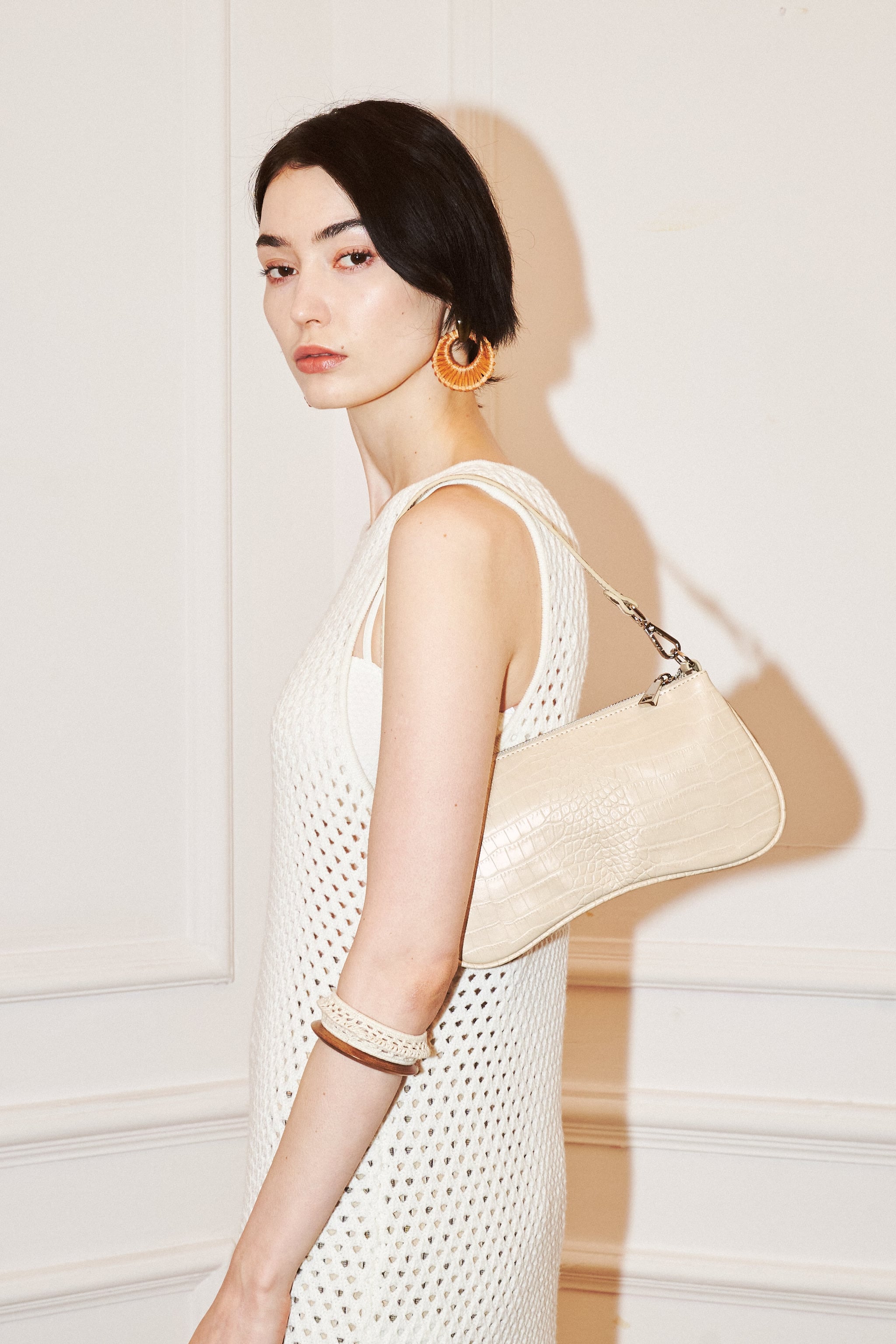 Rachel cream clearance croco embossed leather