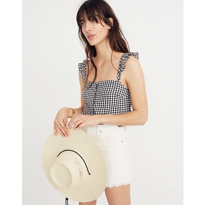 Madewell Ruffle-Strap Cami Top in Gingham Check