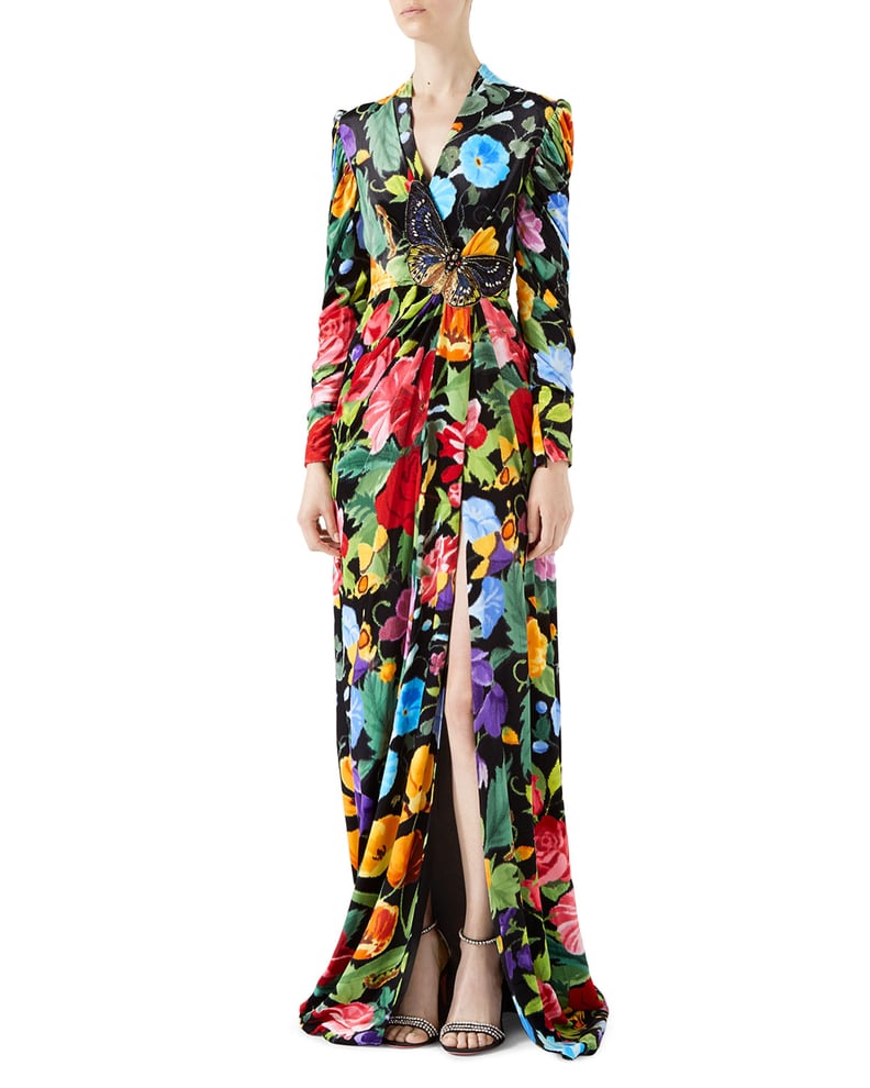 Gucci Velvet Gown With Chine de Fleurs Print