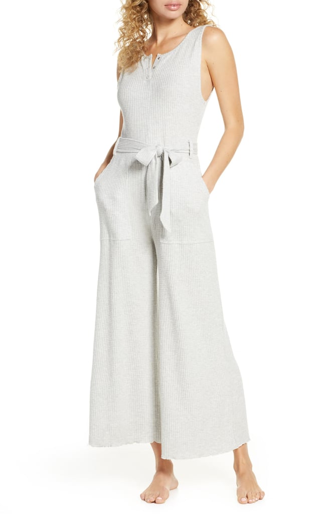 BP. Belted Waffle Knit Henley Jumpsuit