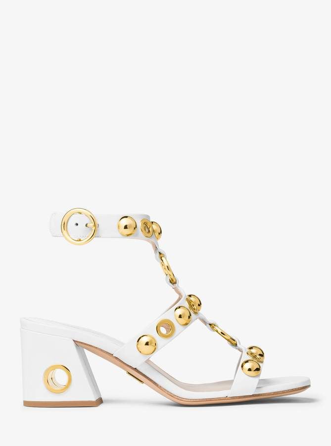 Michael Kors Kat Embellished Leather Sandal