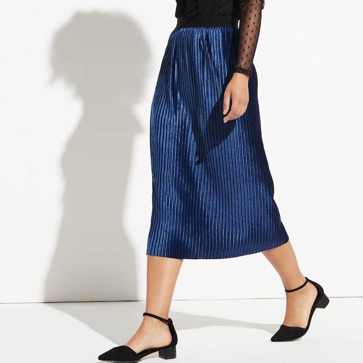 K/lab Pleated Velvet Midi Skirt