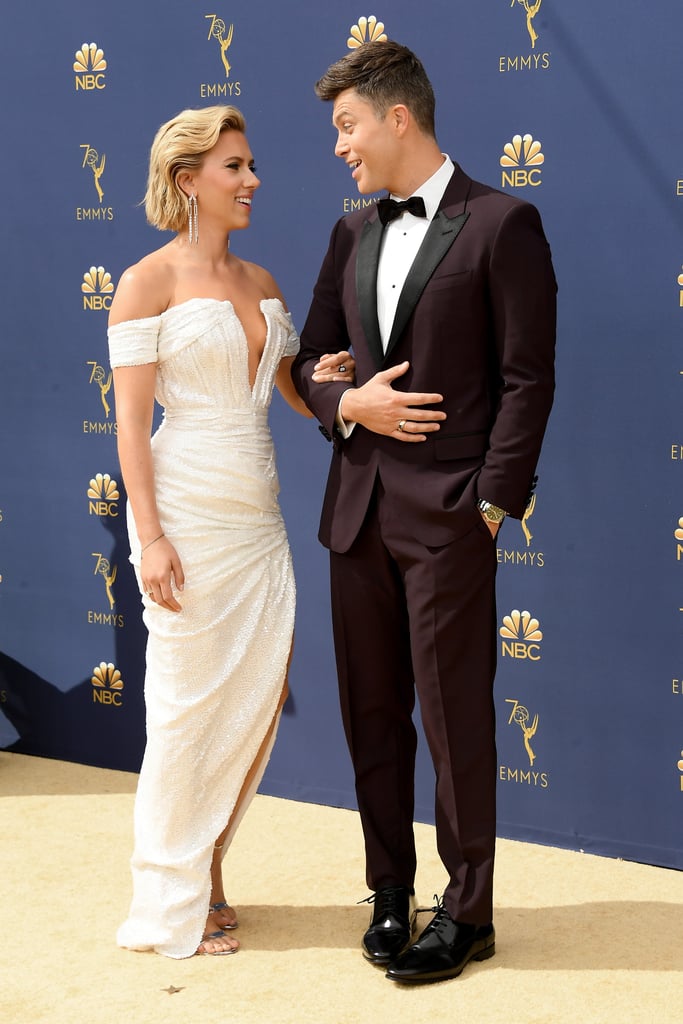 Scarlett Johansson and Colin Jost at the 2018 Emmys