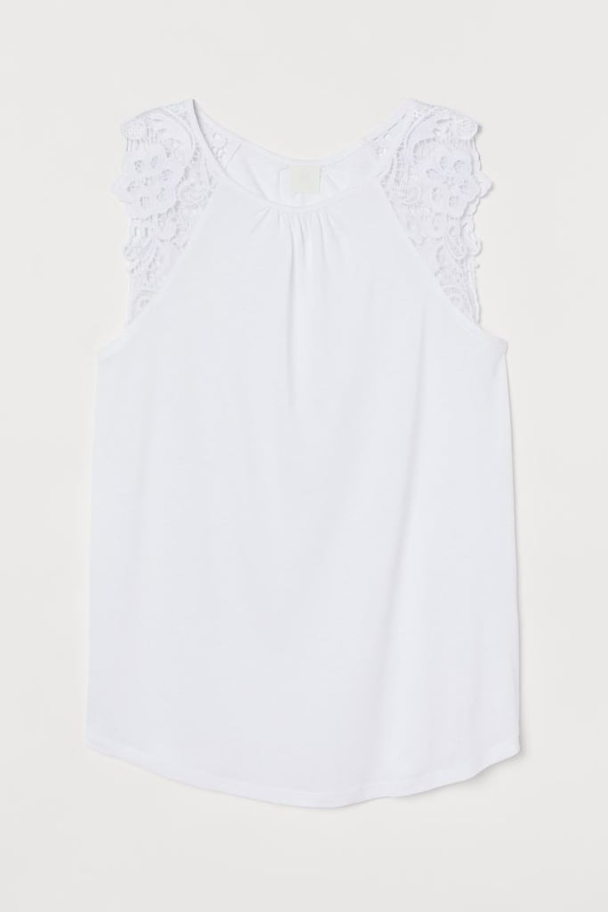 Lace-Trimmed Jersey Top