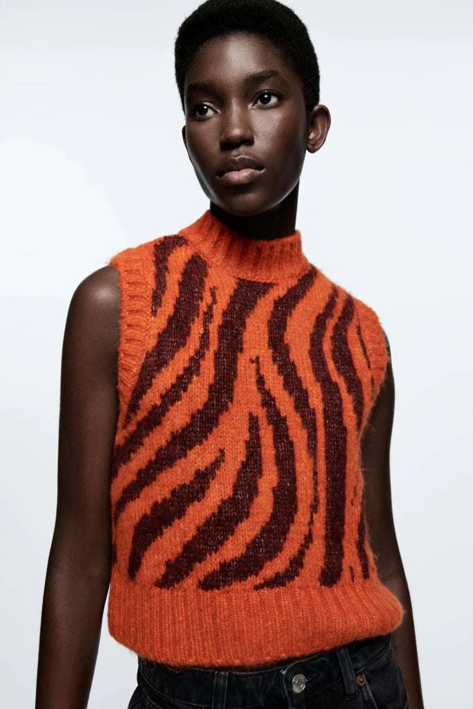 A Compliment-Worthy Piece: Animal Print Jacquard Knit Vest